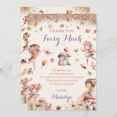 Carte de remerciements d'anniversaire des fées d'a (Devant / Derrière)