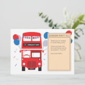 Carte de remerciements d'anniversaire du bus rouge (Debout devant)