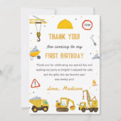 Carte de remerciements d'anniversaire du camion de (Devant)