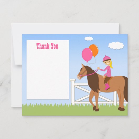 Carte de remerciements d'anniversaire du cheval (Devant)