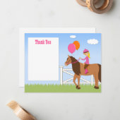 Carte de remerciements d'anniversaire du cheval (Devant/Arrière en situation)