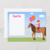 Carte de remerciements d'anniversaire du cheval (Devant / Derrière)