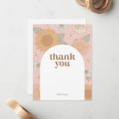 Carte de remerciements d'anniversaire du Fleur sau (Devant/Arrière en situation)