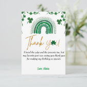 Carte de remerciements d'anniversaire du shamrock  (Debout devant)