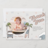 Carte de remerciements d'anniversaire du surf (Devant)