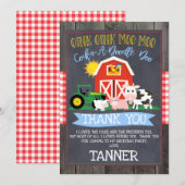 Carte de remerciements d'anniversaire du tracteur (Devant / Derrière)