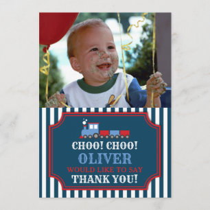 Carte de remerciements d'anniversaire du train