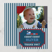 Carte de remerciements d'anniversaire du train (Devant / Derrière)