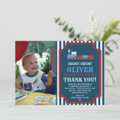 Carte de remerciements d'anniversaire du train (Debout devant)