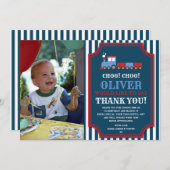 Carte de remerciements d'anniversaire du train (Devant / Derrière)