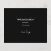 Carte de remerciements d'anniversaire en noir blan (Dos)