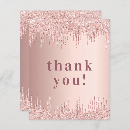 carte de remerciements d'anniversaire en or rose (Devant / Derrière)