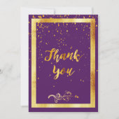 Carte de remerciements d'anniversaire en or violet (Devant)