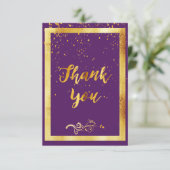 Carte de remerciements d'anniversaire en or violet (Debout devant)