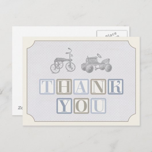 carte de remerciements d'anniversaire garçon, cart (Devant / Derrière)