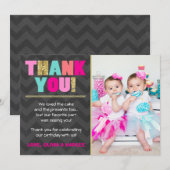 Carte de remerciements d'anniversaire jumeaux Gold (Devant / Derrière)