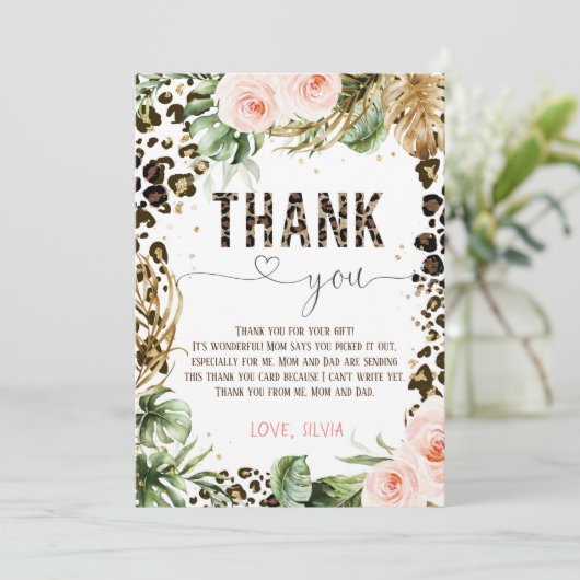 Carte de remerciements d'anniversaire Leopard Safa (Debout devant)