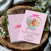 Carte de remerciements d'anniversaire rose avec ph