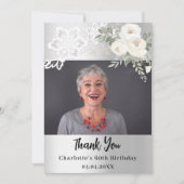 Carte de remerciements d'anniversaire rose d'argen (Devant)