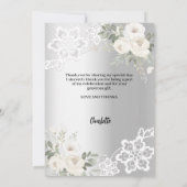 Carte de remerciements d'anniversaire rose d'argen (Dos)