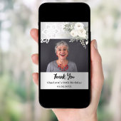 Carte de remerciements d'anniversaire rose d'argen