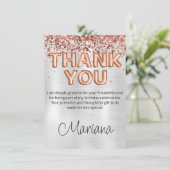 Carte de remerciements d'anniversaire rose Gold Si (Debout devant)