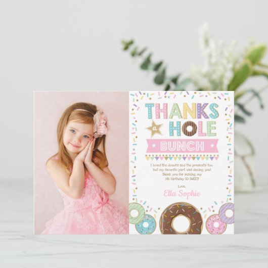 Carte de remerciements d'anniversaire rose violet (Debout devant)