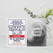 Carte de remerciements d'anniversaire sur le thème (Debout devant)