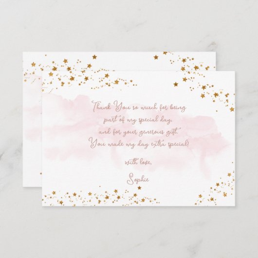 Carte De Remerciements Danse et tourbillon anniversaire ballerine (Devant / Derrière)