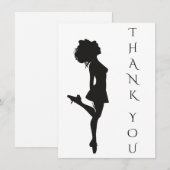 Carte De Remerciements Danse Irlandaise Danseuse Danser Danser Black Whit (Devant / Derrière)