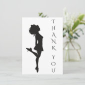 Carte De Remerciements Danse Irlandaise Danseuse Danser Danser Black Whit (Debout devant)