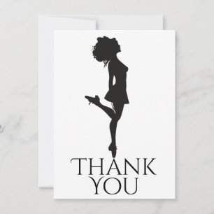Carte De Remerciements Danse Irlandaise Danseuse Danser Danser Black Whit