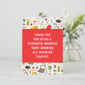 Carte de remerciements d'appréciation de l'enseign (Debout devant)