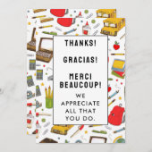 Carte de remerciements d'appréciation de l'enseign (Devant / Derrière)
