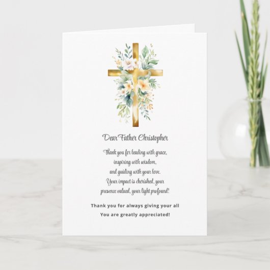 Carte de remerciements d'appréciation du pasteur - (Devant)