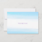 Carte de remerciements d'aquarelle bleu nuageux po (Dos)