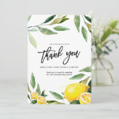 Carte de remerciements d'aquarelle citron (Debout devant)