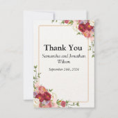 Carte de remerciements d'aquarelle de cadre doré (Devant)