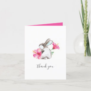 Carte de remerciements d'aquarelle de lapin floral