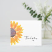 Carte de remerciements d'aquarelle de tournesol bu (Debout devant)