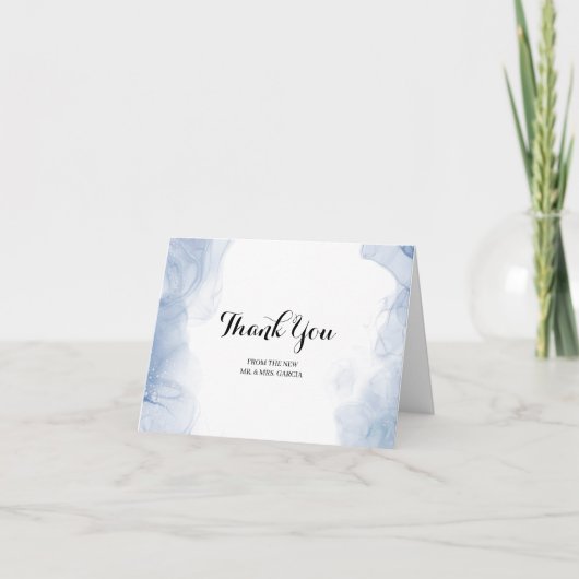 Carte de remerciements d'aquarelle Ethereal Blue I (Devant)