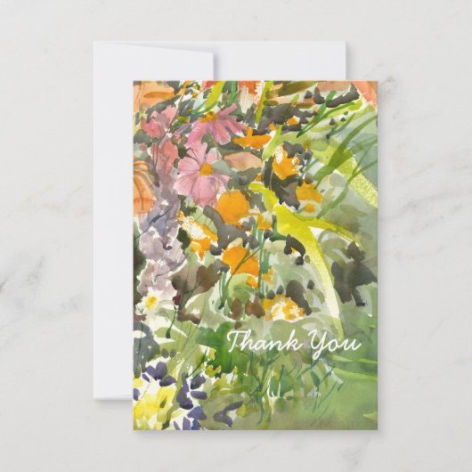 Carte de remerciements d'aquarelle florale (Devant)