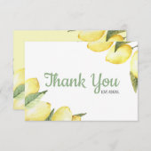 Carte de remerciements d'aquarelle florale de citr (Devant / Derrière)