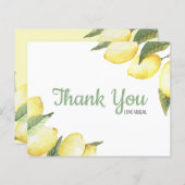 Carte de remerciements d'aquarelle florale de citr (Devant / Derrière)