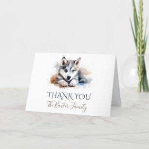Carte de remerciements d'aquarelle Husky Sibérien