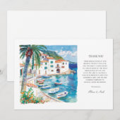 Carte de remerciements d'aquarelle méditerranéenne (Devant / Derrière)