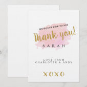 Carte de remerciements d'aquarelle personnalisée (Devant / Derrière)