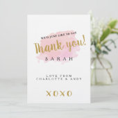 Carte de remerciements d'aquarelle personnalisée (Debout devant)