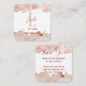 Carte de remerciements d'aquarelle rose (Devant / Derrière)