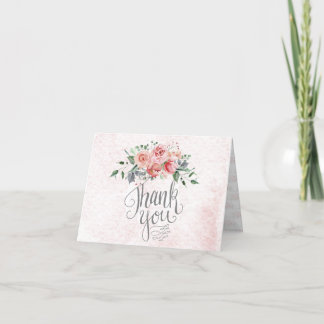 Carte de remerciements d'aquarelle rose